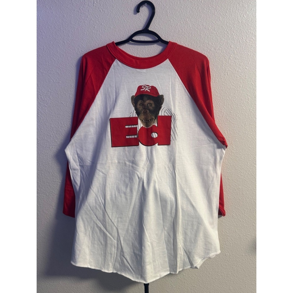 Vintage 1995 Ed Movie Promo Baseball Tee Bomark Red White Raglan Men XL USA Made